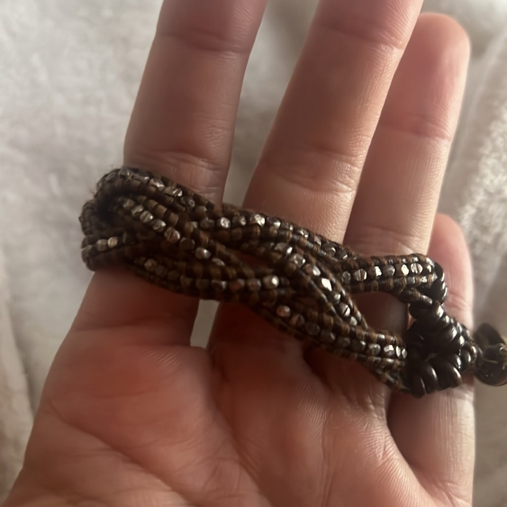 Brown and Silver braided Chan Luu bracelet